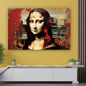 Aluminiumbild gebürstet Mona Lisa Portrait Abstrakt Querformat