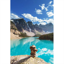 Lade das Bild in den Galerie-Viewer, Aluminiumbild gebürstet Moraine Lake in Kanada Hochformat
