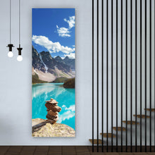 Lade das Bild in den Galerie-Viewer, Aluminiumbild gebürstet Moraine Lake in Kanada Panorama Hoch
