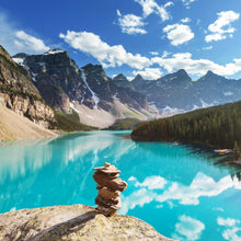 Lade das Bild in den Galerie-Viewer, Aluminiumbild gebürstet Moraine Lake in Kanada Quadrat
