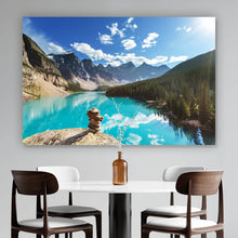 Lade das Bild in den Galerie-Viewer, Aluminiumbild gebürstet Moraine Lake in Kanada Querformat

