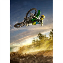Lade das Bild in den Galerie-Viewer, Leinwandbild Motocross im Flug Hochformat
