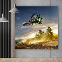 Lade das Bild in den Galerie-Viewer, Aluminiumbild gebürstet Motocross im Flug Quadrat

