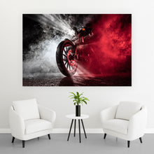 Lade das Bild in den Galerie-Viewer, Poster Motorrad Chopper in nebliger Nacht Querformat
