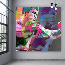 Lade das Bild in den Galerie-Viewer, Aluminiumbild gebürstet Muhammad Ali Pop Art Quadrat
