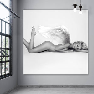 Spannrahmenbild Nackte Frau mit Engelsflügeln Quadrat