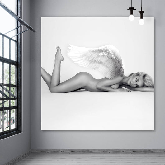 Acrylglasbild Nackte Frau mit Engelsflügeln Quadrat