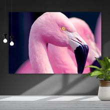 Lade das Bild in den Galerie-Viewer, Leinwandbild Pinke Flamingos Querformat
