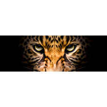 Lade das Bild in den Galerie-Viewer, Poster Portrait Leopard auf schwarzem Hintergrund Panorama
