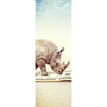 Lade das Bild in den Galerie-Viewer, Acrylglasbild Nashorn mit Geldschein Teppich Panorama Hoch
