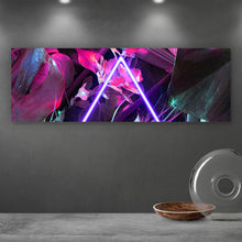 Lade das Bild in den Galerie-Viewer, Leinwandbild Neon Dreieck im Dschungel Panorama
