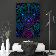 Lade das Bild in den Galerie-Viewer, Leinwandbild Neon Mandala Hochformat

