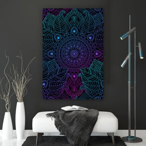 Leinwandbild Neon Mandala Hochformat