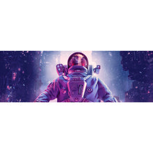 Lade das Bild in den Galerie-Viewer, Aluminiumbild gebürstet Neon Nacht Astronaut Panorama
