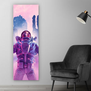 Poster Neon Nacht Astronaut Panorama Hoch
