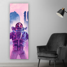 Lade das Bild in den Galerie-Viewer, Leinwandbild Neon Nacht Astronaut Panorama Hoch
