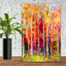 Lade das Bild in den Galerie-Viewer, Spannrahmenbild Gemälde Bunte Herbstlandschaft Hochformat

