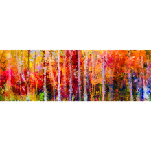 Lade das Bild in den Galerie-Viewer, Aluminiumbild gebürstet Gemälde Bunte Herbstlandschaft Panorama
