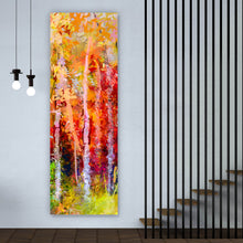 Lade das Bild in den Galerie-Viewer, Aluminiumbild gebürstet Gemälde Bunte Herbstlandschaft Panorama Hoch
