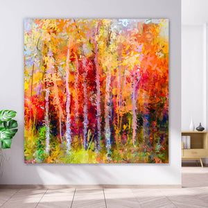 Spannrahmenbild Gemälde Bunte Herbstlandschaft Quadrat