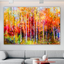 Lade das Bild in den Galerie-Viewer, Aluminiumbild gebürstet Gemälde Bunte Herbstlandschaft Querformat
