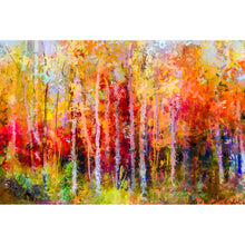 Lade das Bild in den Galerie-Viewer, Spannrahmenbild Gemälde Bunte Herbstlandschaft Querformat
