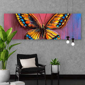 Aluminiumbild gebürstet Gemälde eines Schmetterlings Panorama