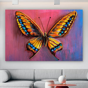 Aluminiumbild gebürstet Gemälde eines Schmetterlings Querformat