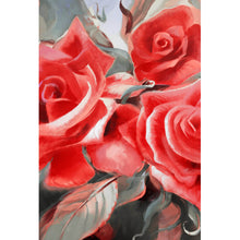 Lade das Bild in den Galerie-Viewer, Aluminiumbild Gemälde Rote Rosen Hochformat
