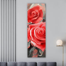Lade das Bild in den Galerie-Viewer, Aluminiumbild gebürstet Gemälde Rote Rosen Panorama Hoch

