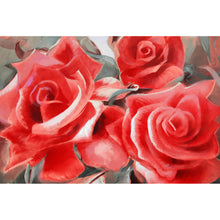 Lade das Bild in den Galerie-Viewer, Aluminiumbild Gemälde Rote Rosen Querformat
