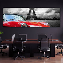Lade das Bild in den Galerie-Viewer, Aluminiumbild Oldtimer vor dem Eiffelturm Panorama
