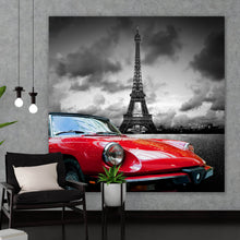 Lade das Bild in den Galerie-Viewer, Aluminiumbild Oldtimer vor dem Eiffelturm Quadrat
