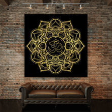 Lade das Bild in den Galerie-Viewer, Aluminiumbild gebürstet Om Symbol in Mandala Quadrat
