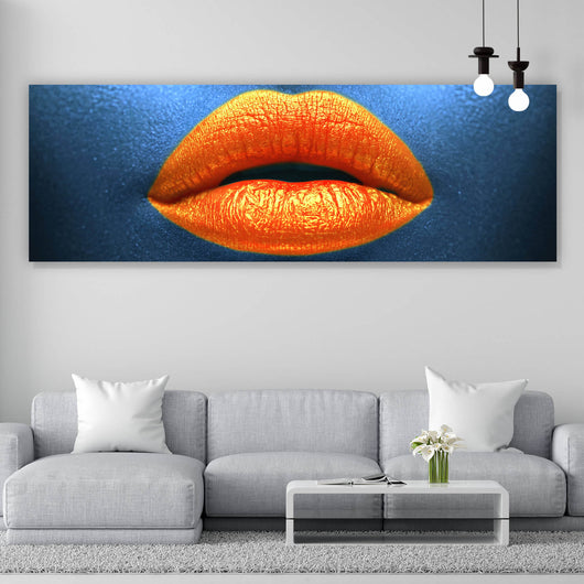 Aluminiumbild gebürstet Orangene Lippen No.3 Panorama