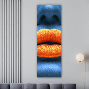 Aluminiumbild Orangene Lippen No.3 Panorama Hoch