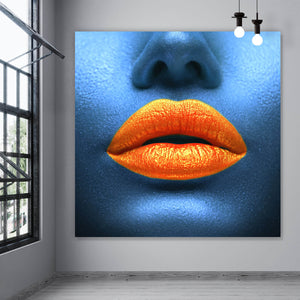 Aluminiumbild gebürstet Orangene Lippen No.3 Quadrat