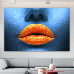 Aluminiumbild gebürstet Orangene Lippen No.3 Querformat