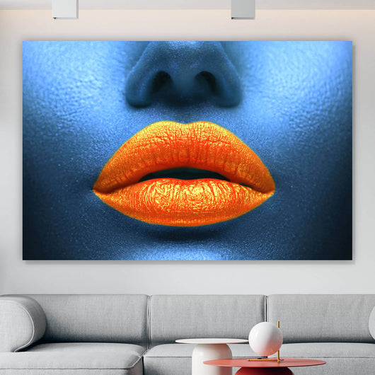 Aluminiumbild Orangene Lippen No.3 Querformat
