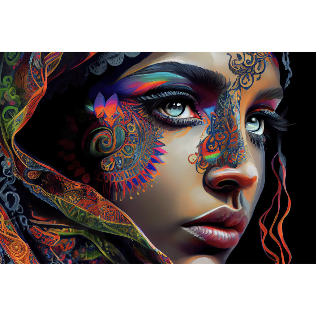 Leinwandbild Orientalische Frau Digital Art im Querformat ... Leinwandbild Orientalische Frau Digital Art im Querformat ...