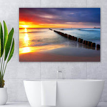 Lade das Bild in den Galerie-Viewer, Spannrahmenbild Ostsee bei schönem Sonnenaufgang Querformat
