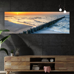 Poster Ostseeküste im Sonnenuntergang Panorama