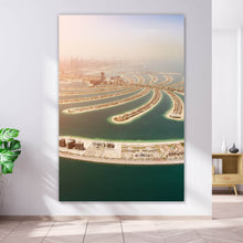 Lade das Bild in den Galerie-Viewer, Aluminiumbild gebürstet Palmeninsel in Dubai Hochformat
