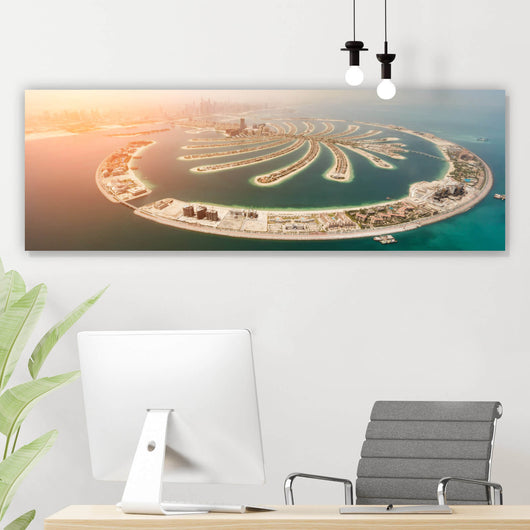 Acrylglasbild Palmeninsel in Dubai Panorama