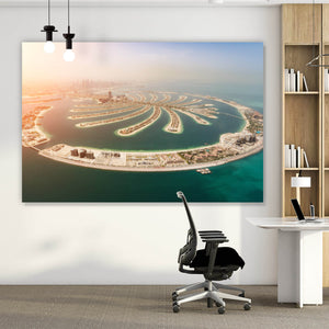 Acrylglasbild Palmeninsel in Dubai Querformat