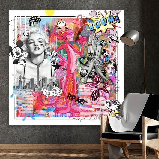 Poster Panther and Beauties Pop Art Quadrat