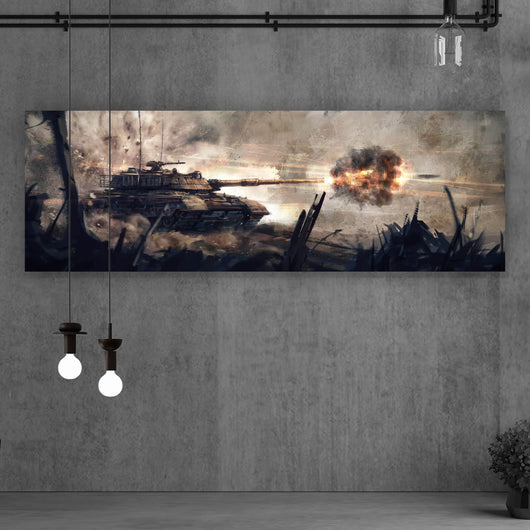 Aluminiumbild gebürstet Panzer Digital Art Panorama