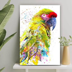 Aluminiumbild gebürstet Papagei Digital Art Hochformat