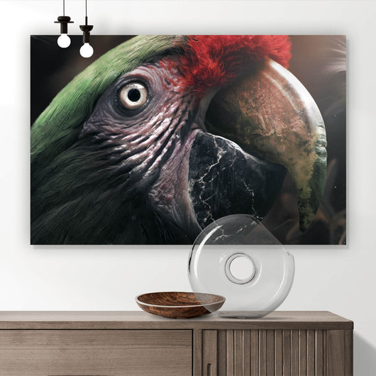 Aluminiumbild Papagei im Dschungel Querformat