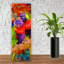 Lade das Bild in den Galerie-Viewer, Acrylglasbild Papageien Paar Modern Art Panorama Hoch
